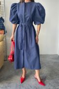 TENCEL KARPUZ KOL ELBİSE - İndigo resmi